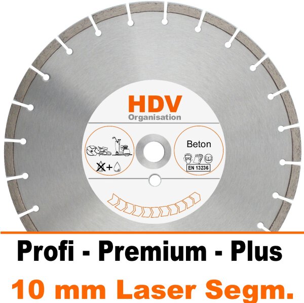 300 x 20 mm Beton Diamanttrennscheibe Laser, 10 mm - Premium Qualität